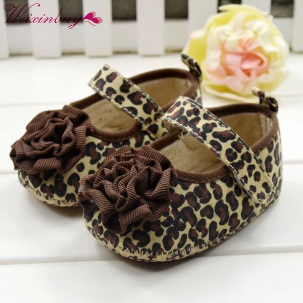 

fashion baby girl kids toddler soft bottom shoes brown leopard flower size 3-12 month