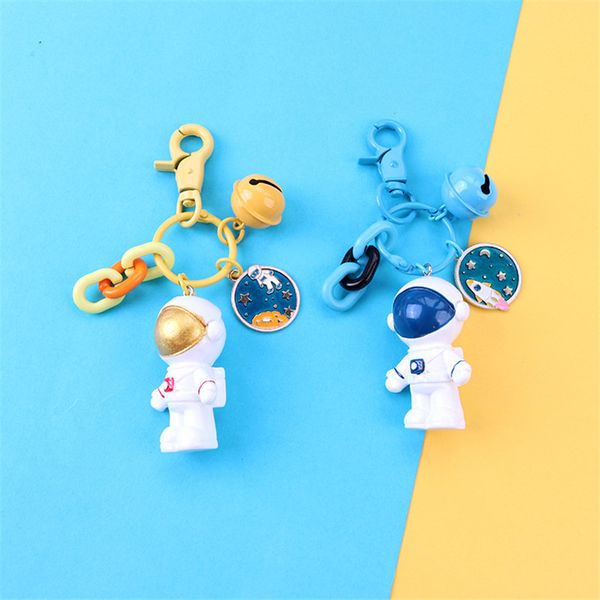 

cute cartoon space astronaut keychain fashion enamel charms key chain women men bag pendant keyring jewelry, Silver