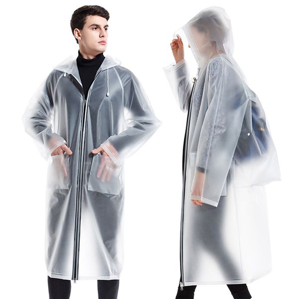 

yuding transparent raincoat tour waterproof zipper rain coat hooded ladies backpack man/women raincoat schoolbag abrigo mujer