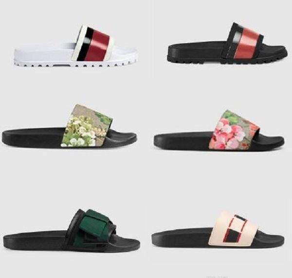 

newset men women sandals shoes slippers pearl snake print slide summer wide flat sandals slipper with box dust bag 35-46, Black