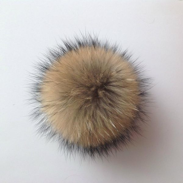 

10cm real raccoon fur pompom fur pom poms for women kids beanie hats caps natural ball for shoes keychain bags