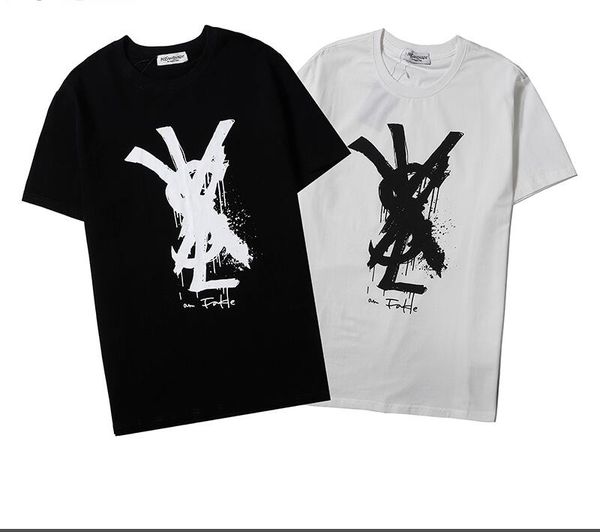 

2020 летняя мужская и женская классическая футболка с короткими рукавами из чистого хлопка трендовый стиль свободные футболки бесплатная дос, White
