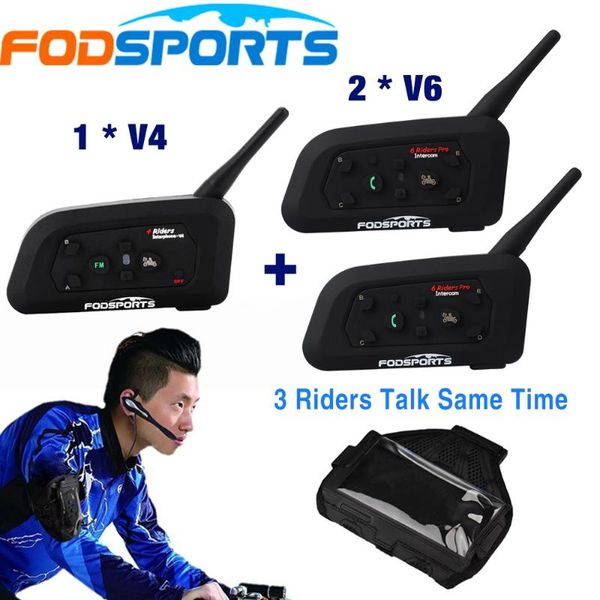 

1 *v4+2 *v6 bt interphone 3 riders talking at the same time for football referee judge bike wireless bluetooth headset intercom