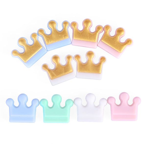 

new crown silicone beads baby teething bead food grade diy necklace bracelet pacifier chain accessories silicone teether bpa free