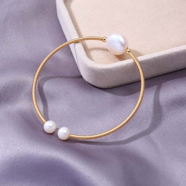 

women's natural freshwater pearl bracelet exquisite pearl open bracelet adjustable fine holiday gift wholesale, Black