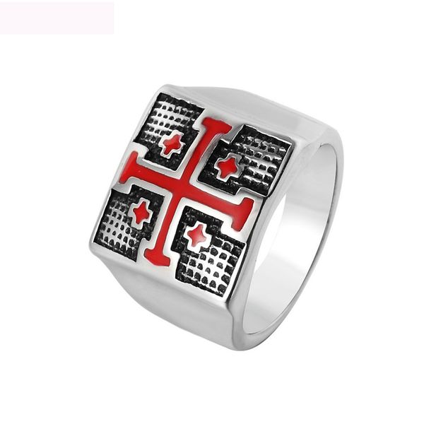 

luxury fashion jewelry rings with red cross titanium steel vintga ring for men party gifts ing, Silver
