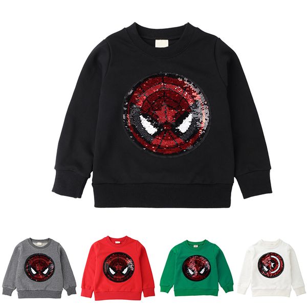 

spider man reversible sequin t shirt switchable toddler sweatshirt with sequins shirts children t-shirts for boys baby t shirt tc190307w, Blue;gray