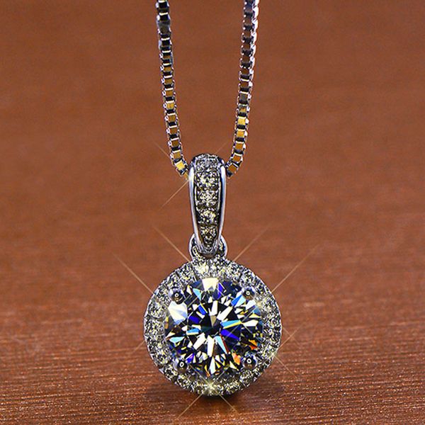 

18k white gold 1 ct moi anite diamond necklace women pendant necklace wedding party engagement anniver ary 1