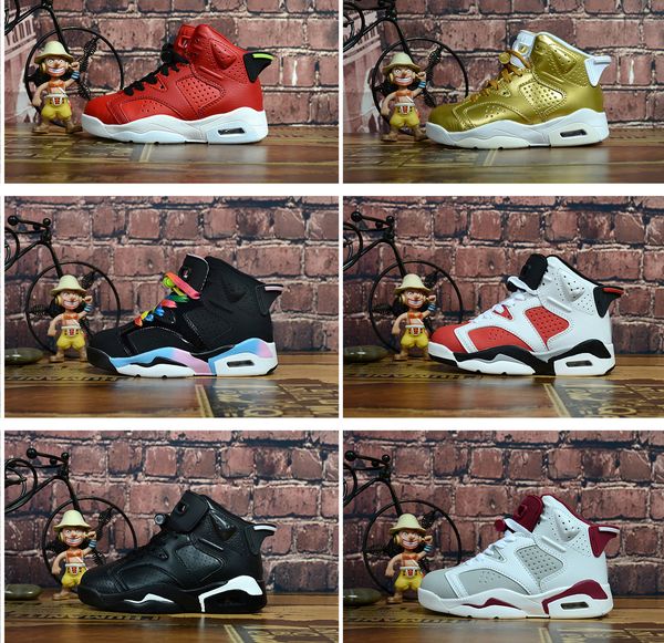 

vivid kids shoes 6 6s leather winter black red blue white pink grey basketball shoes sneakers for kids with box