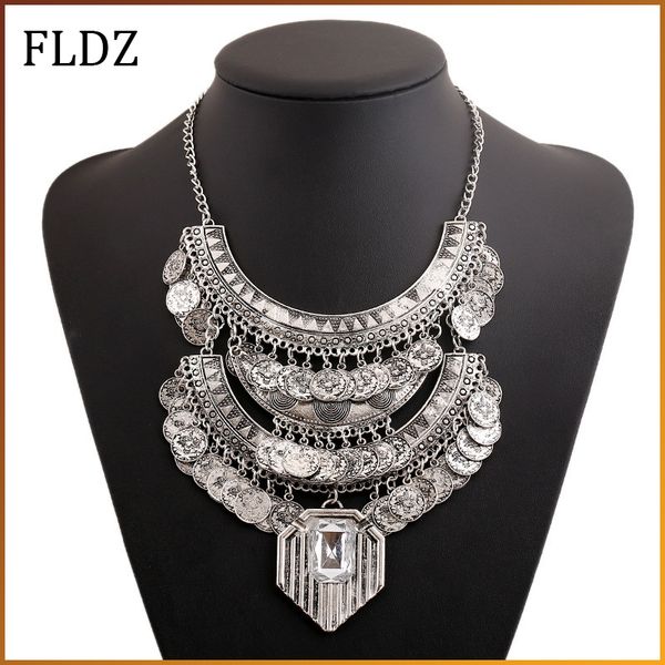 

2019 fashion new vintage tassel necklace for women jewelry accessories female silver metal pendant necklaces