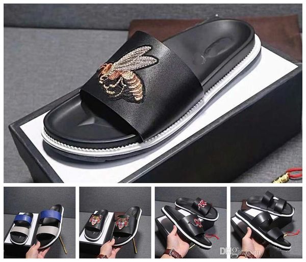 

2019 с коробкой тапочки дизайнер резиновые слайд сандалии цветочные парчи мужчины