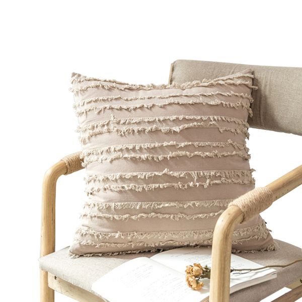 

square with tassels zipper closure sofa pillow case washable bedroom home l cushion cover chair solid soft living room