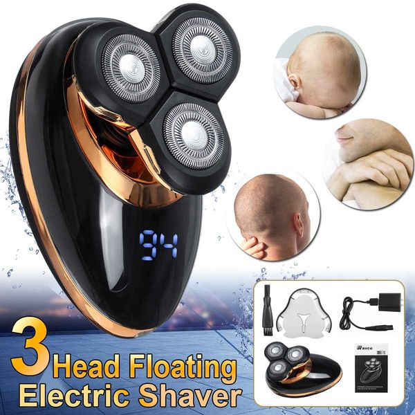 

led display rechargeable bald head electric shaver wet&dry use waterproof multipurpose shaver men facial cleaning brush