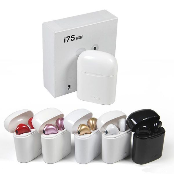 

Hot I7S Mini TWS Bluetooth Headphones Wireless Earphones Headset Double Earbuds with Charging Box for iPhone X Android with Retail Package