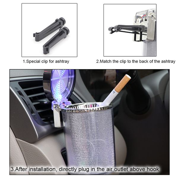 

car cigarette ashtray for cup holder car air vent cigarette ashtray with led light color changing and cover for cars