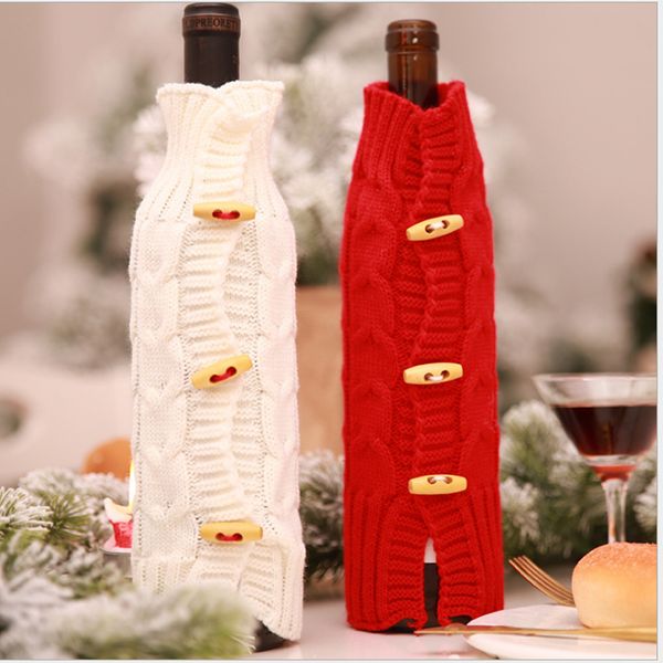 

christmas table decoration supplies christmas wine bag champagne red wine knit bottle set creative dress