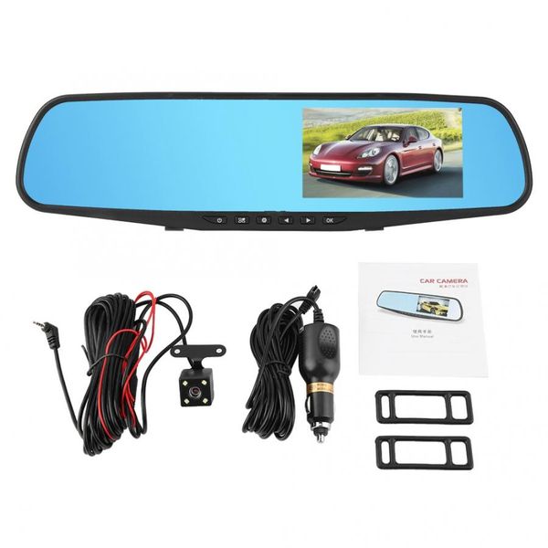

dvr camera 4.3inch 1080p car dvr dual lens reversing rearview mirror camera monitor night vision car accessories