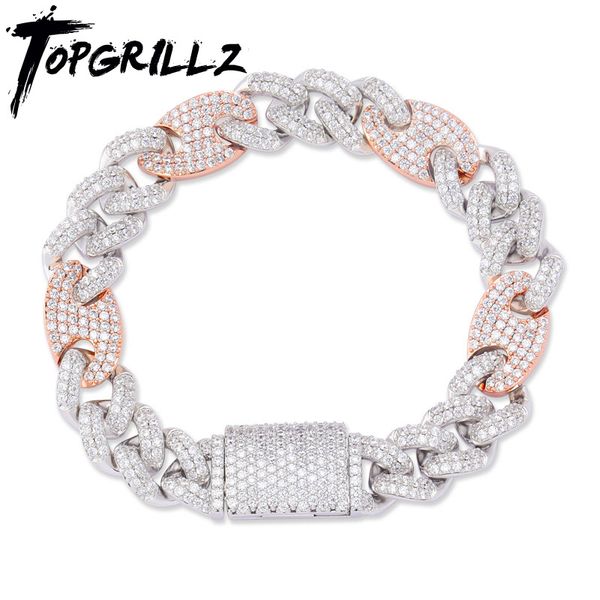 

rillz 12mm big box clasp cubic zircon miami cuban link bracelet iced out men's hip hop rock jewelry cz chain 7" 8" 9, Black