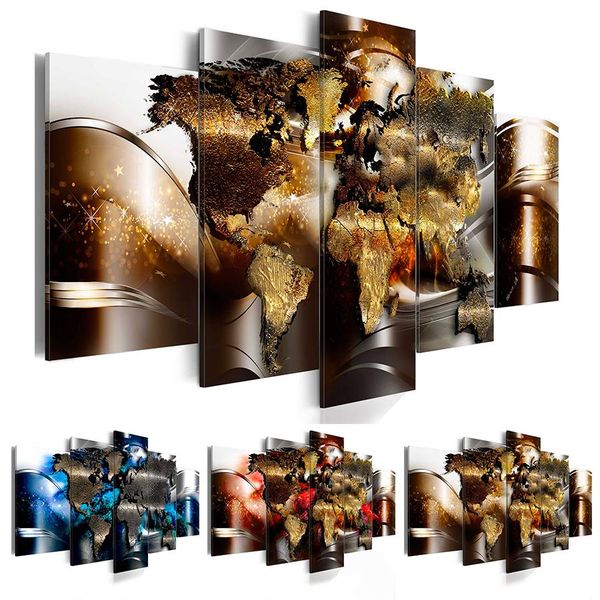 

( no frame ) canvas print modern abstract metal world map art painting home decoration, choose color & size