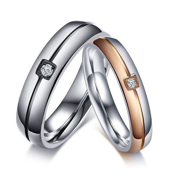 

couples love rings wedding brands engagement jewelry cubic zircon stone argolas women men promised gifts, Silver