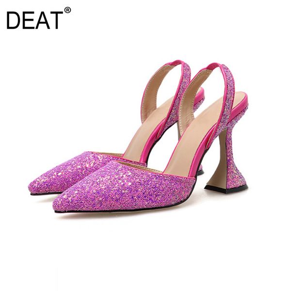 

deat] 2020 pointed toe shallow bling elastic band wine glass heels sandals for women shoes new spring summer tide 10g473, Black