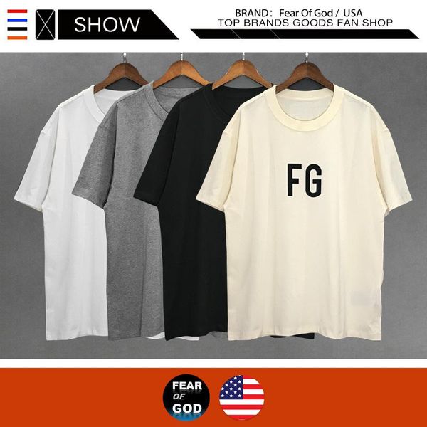 

designer fashion fear of god t xu fog essentials 6th european and american high street hip-hop loose tide brand short sleeve men, White;black