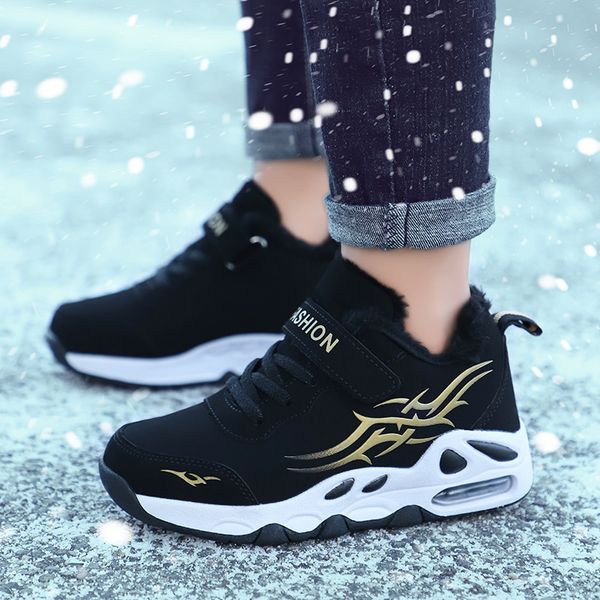 

luxury boys sports shoes absorption walking sneakers kids inside fur boys athletic sneakers warm sport running shoes kids