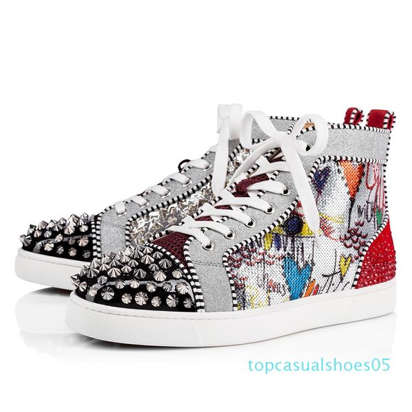 

2020 новые мужские красные днища дизайнерская обувь спайк замша кожа мужчины женщины плоские модные роскошные повседневные туфли любители ве, Black