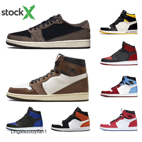 

stock x 1 high travis scotts low fearless obsidian mens basketball shoes spiderman unc 1s banned bred toe men sports designer sneakers