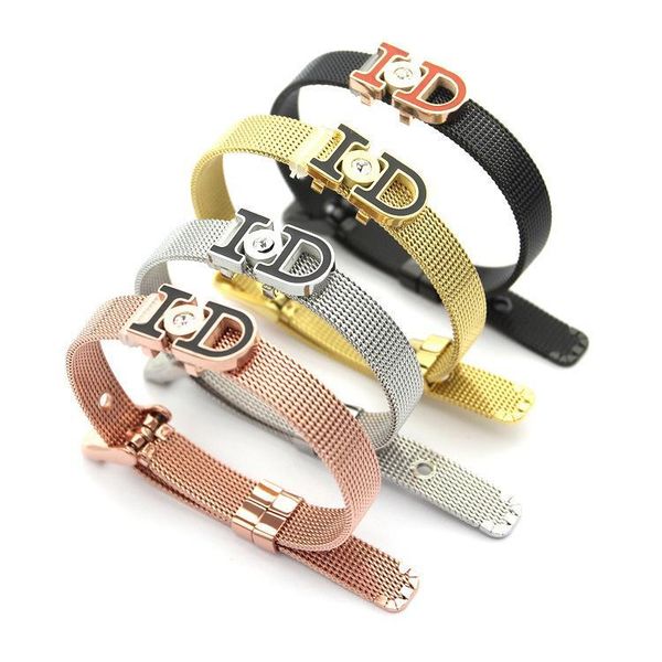 

2020 designer titanium steel jewelry id red black drop oil single diamond watch band bracelet, ladies bracelet, Golden;silver