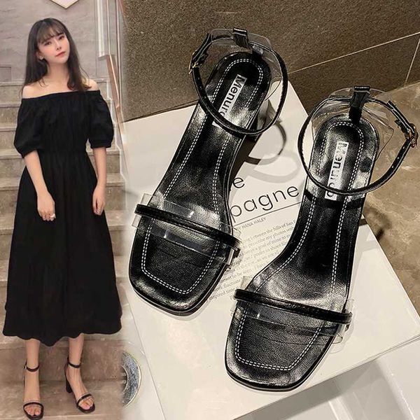 

female sandal black platform sandals comfort shoes for women 2020 women's clear heels med all-match buckle strap ladies