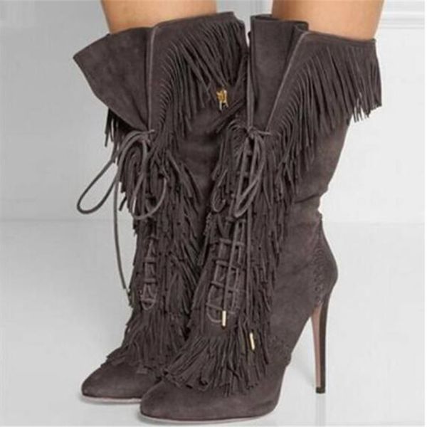 

bbzai frenulum show tassels women's boots pumps 10cm nightclub fashion stage performance 34-46 47, Black