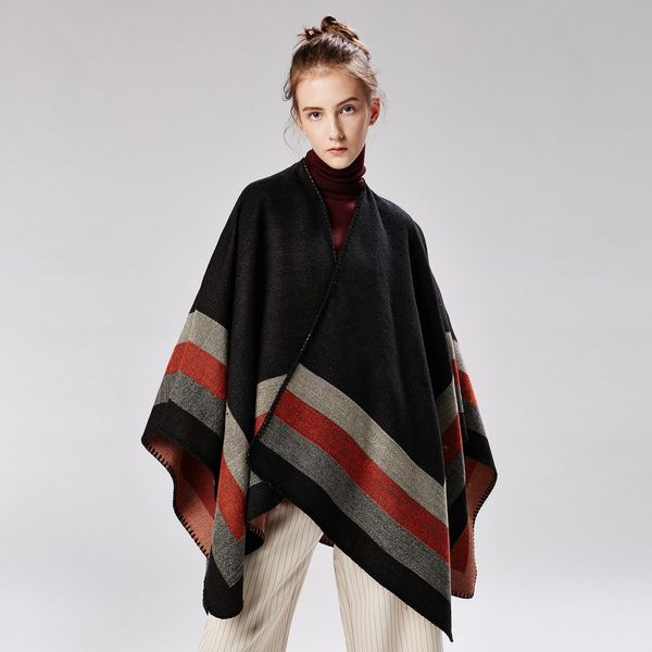 

fashion pashmina 2018 brand new luxury lady scarves & wraps imitation cashmere big stripes simple shawls wholesale lsf024, Blue;gray