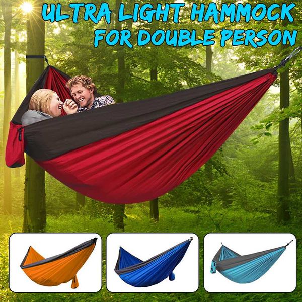 

portable outdoor double person travel camping hanging hammock bed sleeping swing