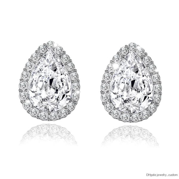 

Fashion Exquisite Color Splinter Round Earrings Stone Pear Shape Cubic Zircon Crystal Stud Earrings For Women E0251