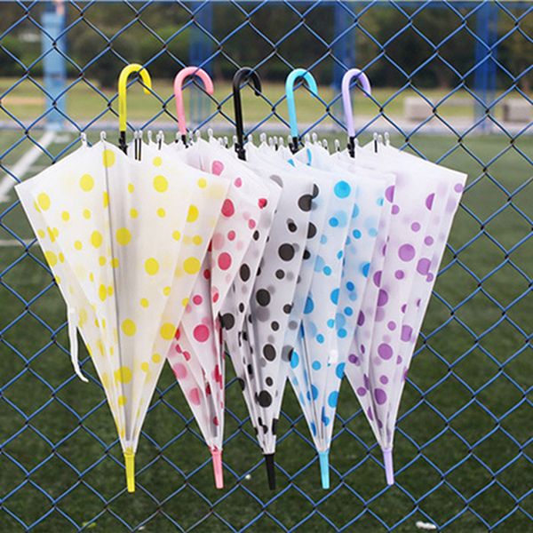 Экологичный матовый цвет прозрачный водонепроницаемый 5 цветов зонтик заводская поставка напечатанная прозрачная точка длинная ручка зонтик DH0808