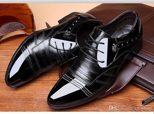 

sharp leather shoes men spring korean version of british fashion fashionable men's shoes personality hair stylist shoes youth business, Black