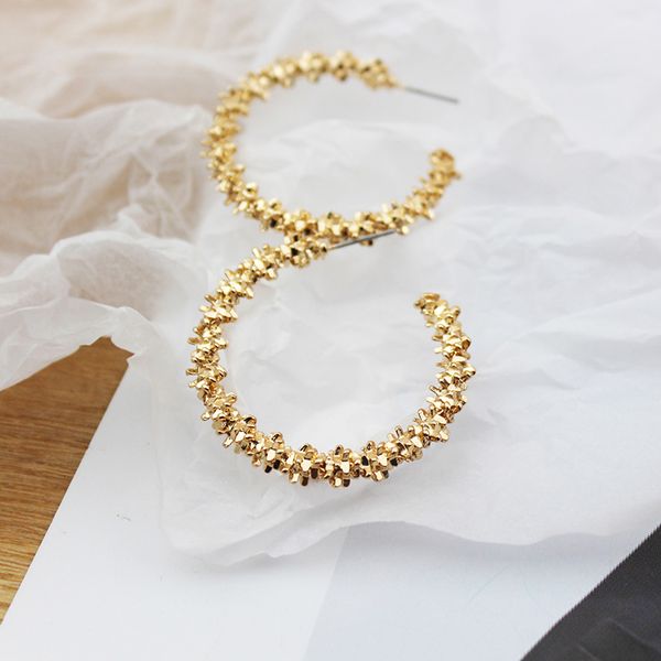 

srcoi europe exaggerated retro gold color round earrings geometric female simple metal circle hoops earrings women minimalist, Golden;silver