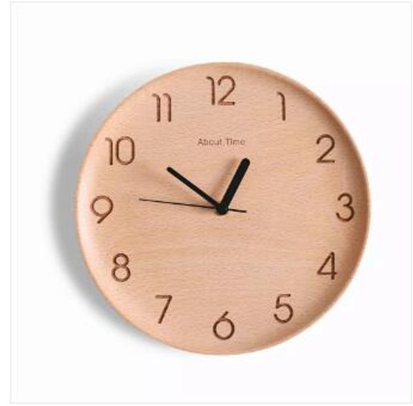 Original Xiaomi youpin madeira Wall Clocks Mute Movimento Rodada Logs Simples Madeira Metal Pointer relógios de parede Sala Decoração 3000225