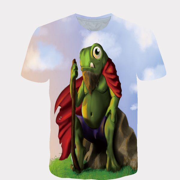 

2020 new fashion 3d digital printing t-shirt little frog animal t-shirt short sleeve clothing unisex, Blue