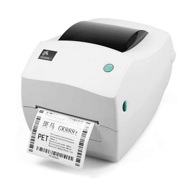 

original new zebra gk888t usb serial rs232 parallel label printer deskdirect thermal / thermal transfer express label printer tag