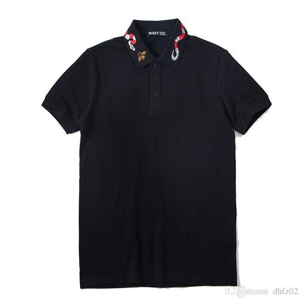 

летний топ пчелка вышивка поло рубашка мужская брендовая мода с коротким рукавом отложным воротником поло masculina ropa hombre verano 2019, White;black