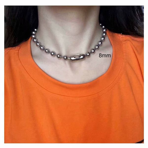 

4mm/6mm/8mm stainless steel bead chain big ball punk necklace for women big ball chain necklaces girls, Golden;silver