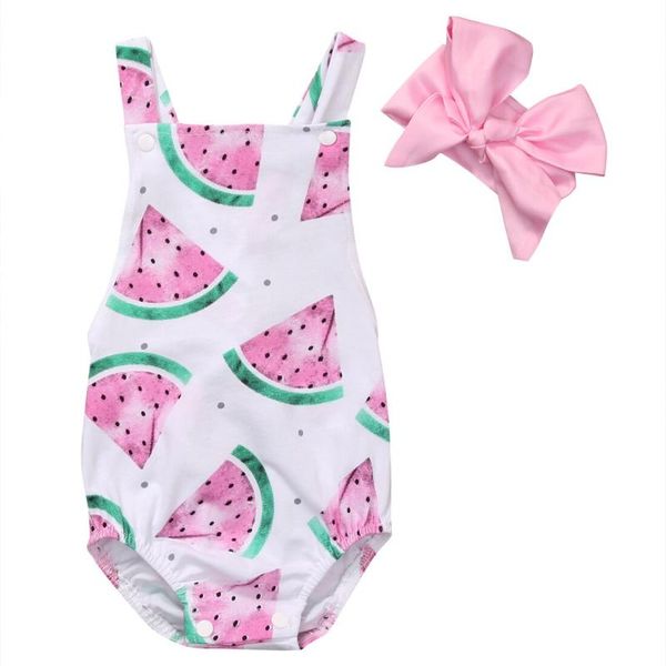 

новорожденных baby girl romper одежды лето без рукавов арбуз backless комбинезон + оголовье 2pcs эпикировка женский пляжный костюм, Blue