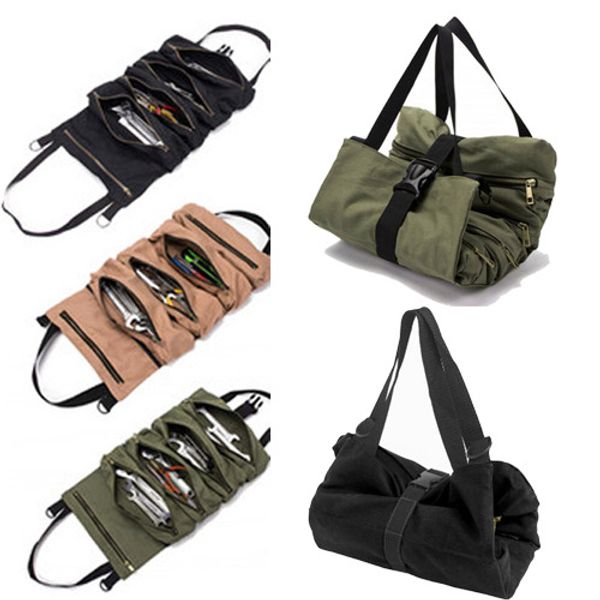 

canvas tool roll-up bag wrench storage carrier pouch car back seat organizer