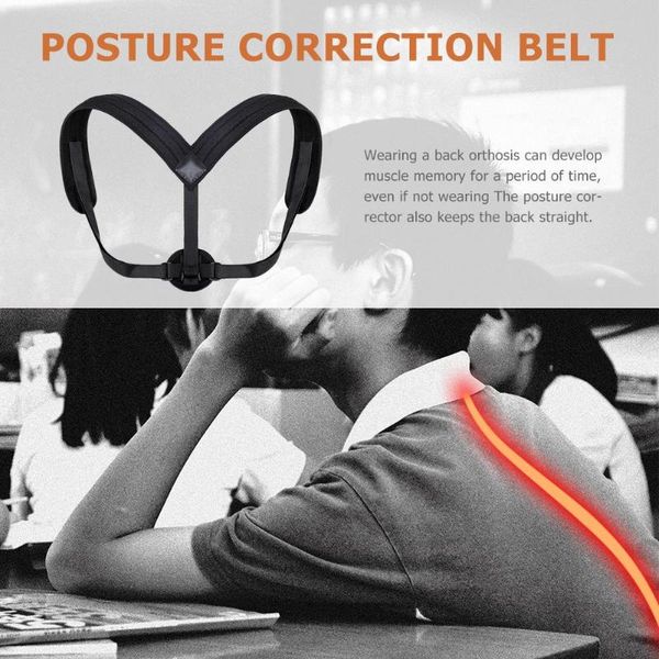

posture corrector clavicle spine 40g shoulder lumbar posture correction, Black;blue