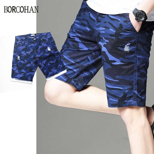 

men classic-fit cargo short man camouflage demin blue slim jeans yk108