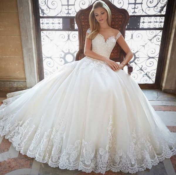 

latest scoop neck a-line long backless lace ball gown country wedding dresses button back appliques beaded bridal wedding gowns, White