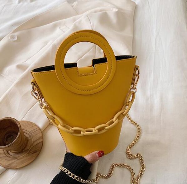 

fashion women bucket bag plain handbag ladu beach shoulder bags chain totos