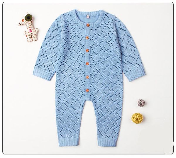 

Baby kids designer clothes girls Boy romper Knitted Hollow Out Soft Long Sleeve Romper infant girl Spring England Style romper